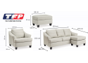 Genuine Leather Lounge Suite Set in White/ Grey Colour (Ottoman + Sofa chaise + Armchair) - Calista